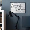 Stupell Industries What Happens at The Salon Phrase Beauty Sentiments, Designed by Daphne Polselli Black Framed Wall Art, 24 x 30, Beige view 2