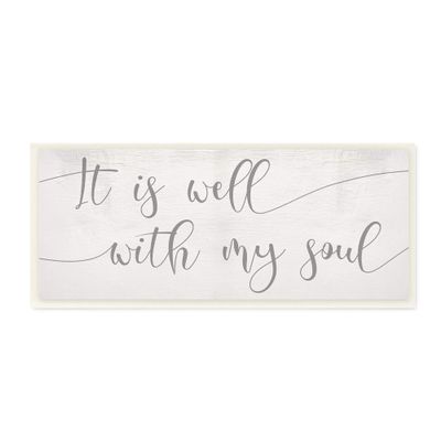 Stupell Industries Well with My Soul Quote Soft Grey Script