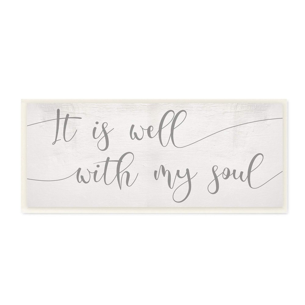 Stupell Industries Well with My Soul Quote Soft Grey Script