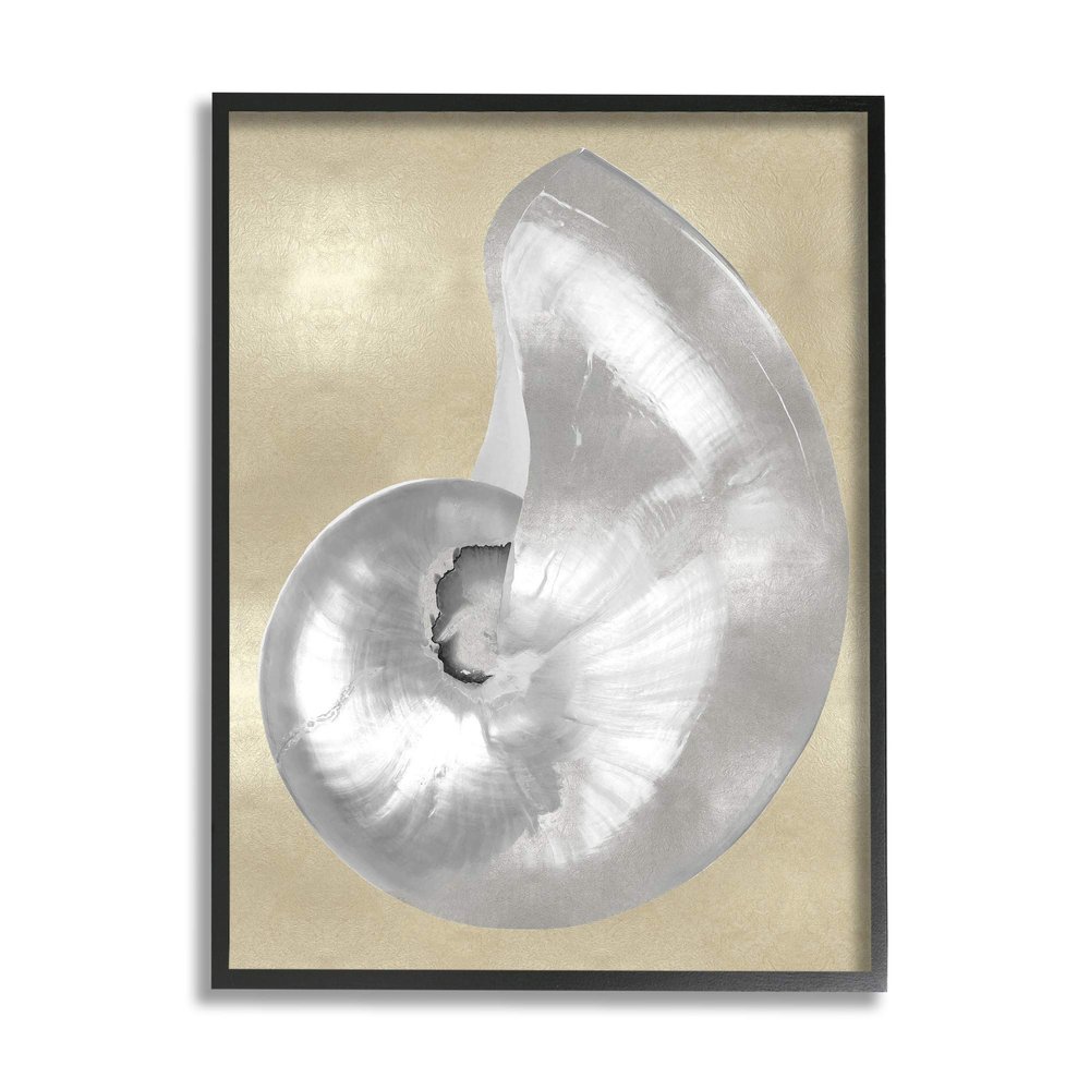 Stupell Industries Glam Nautilus Shell Soft Grey Neutral Over Beige