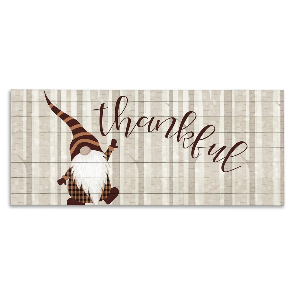 Stupell Industries Thankful Harvest Forest Gnome Elf-Like Creature, Designed by Kim Allen Canvas Wall Art, 20 x 48, Red