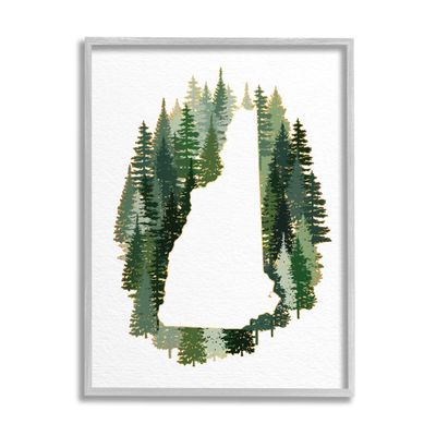 New Hampshire State Outline Green Pine Tree Forest