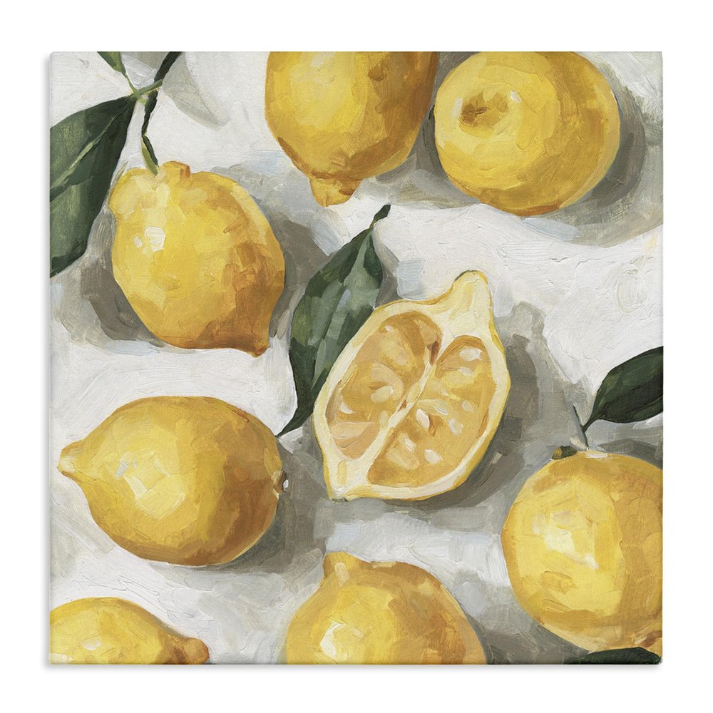 Stupell Industries Soft Yellow Citrus Lemon Pile Over White, Designed by Emma Caroline Canvas Wall Art, 30 x 30