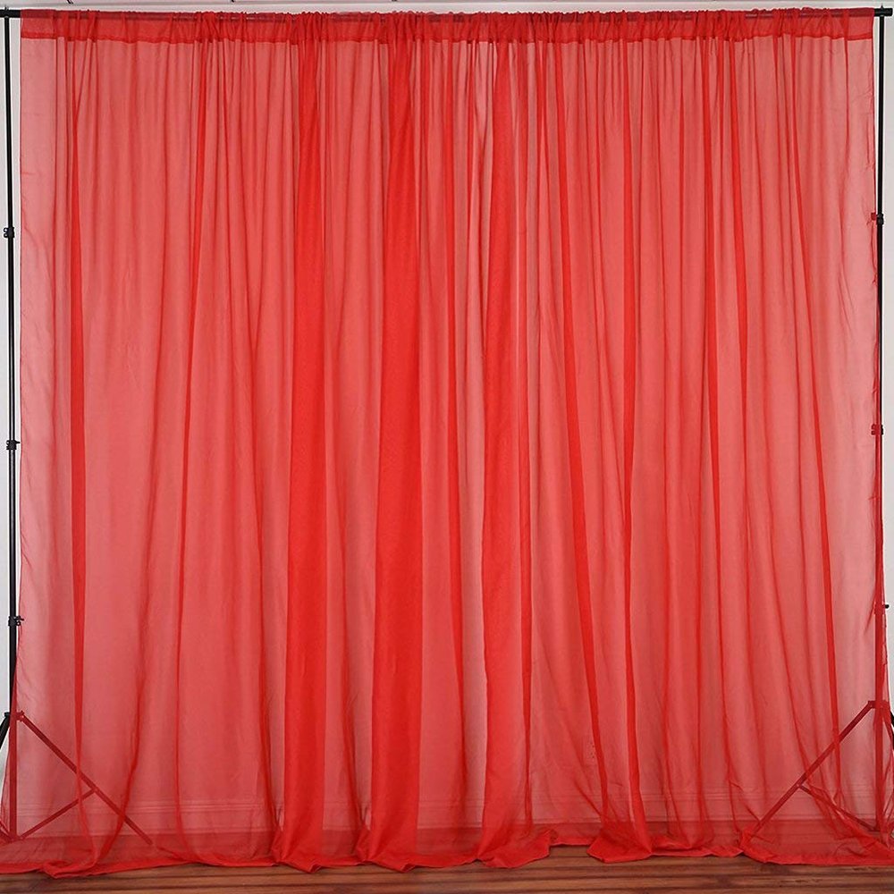 Zen Creative Designs Sheer Light Weight Window Tinting Chiffon Curtain Panel 58" Wide Window Treatment/Home Decor (Red, 72" Tall)