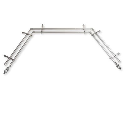 Antelope 13/16" Bay Window Double Curtain Rod 20"-36", 38"-72" - Satin Nickel
