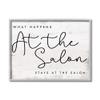 Stupell Industries What Happens at The Salon Phrase Beauty Sentiments, Designed by Daphne Polselli Grey Framed Wall Art, 16 x 20, Beige view 1