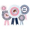 Saddle Up Award Ribbons Hanging Fan Decor - 5 Pack Convertible Sizes (1 Large 16", 2 Medium 12", 2 Small 8") - Party Accents for Horse Lovers view 1