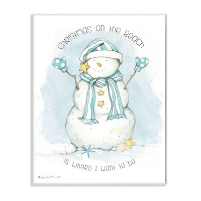 Stupell Industries Christmas On the Beach Sentiments Nautical Snowman