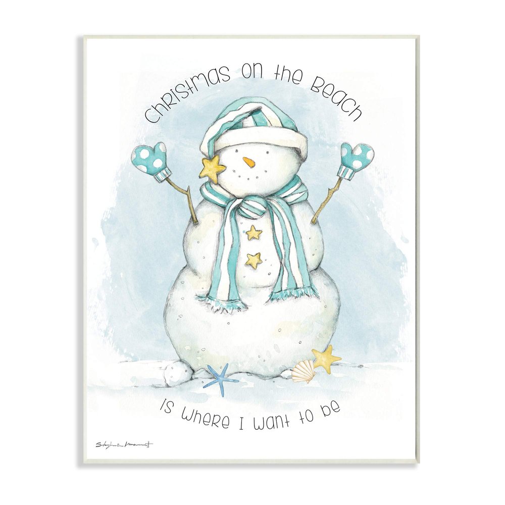 Stupell Industries Christmas On the Beach Sentiments Nautical Snowman