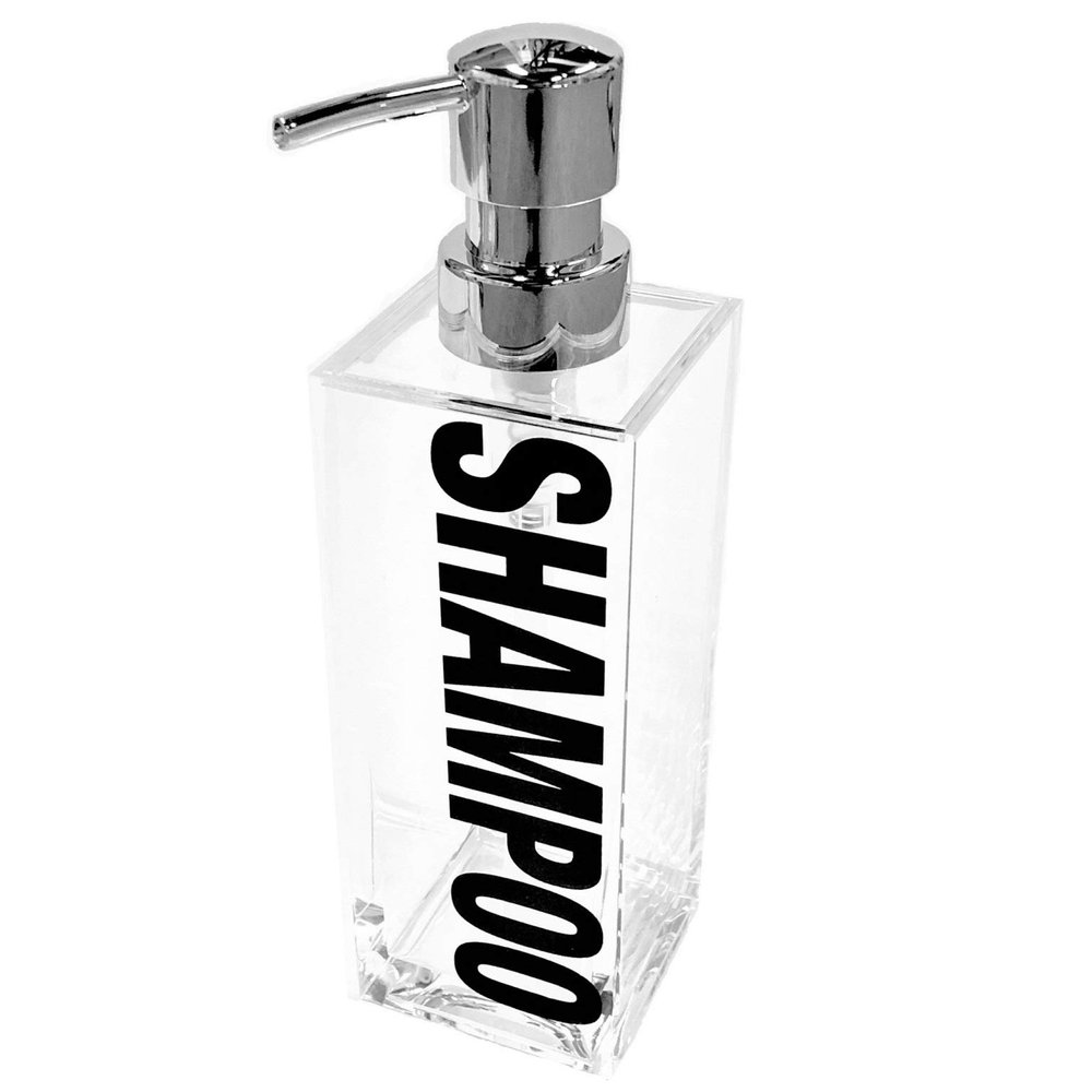 Senko Grande 64542 Shampoo Bottle Dispenser, Approx. 14.2 fl oz (420 ml), Black, Large Letters Font