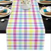 Easter Spring Buffalo Check Table Runner, Farmhouse Colorful Yellow Blue Pink Purple Plaid Non-Slip Cotton Linen Dining Table Runner for Coffee Table, Family Dinners, Party, Gathering, 14x72 Inch view 1