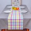 Easter Spring Buffalo Check Table Runner, Farmhouse Colorful Yellow Blue Pink Purple Plaid Non-Slip Cotton Linen Dining Table Runner for Coffee Table, Family Dinners, Party, Gathering, 14x72 Inch view 3