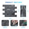 Art3d 10-Sheet Peel and Stick Backsplash PVC Wall Tile, Stickon Tile for Kitchen Backplash, Bathroom Vanities, Fireplace Decor, Laundry Table, Stair Decals in Dark Granite, Plastic-Sheets view 4