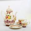 Afternoon teapotCeramic Coffee Pot Beauty Tea Pot Set European Embossed Coffee Cup With Dish Figurines-1pot and 2cup 2dish view 2