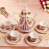 Afternoon teapotCeramic Coffee Pot Beauty Tea Pot Set European Embossed Coffee Cup With Dish Figurines-1pot and 2cup 2dish view 3