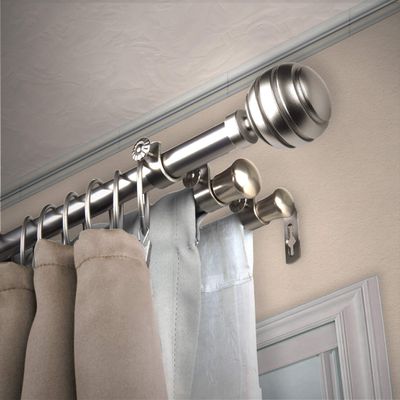 Rod Desyne Dina 13/16" Triple Curtain Rod, 28-48 inch, Satin Nickel