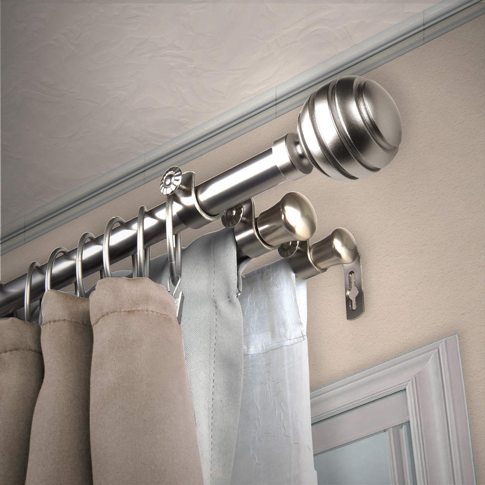 Rod Desyne Dina 13/16" Triple Curtain Rod, 28-48 inch, Satin Nickel