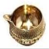 Golden Drops Combo Pack Pooja Item Brass Bell Different Type Two Pooja Diya Deepak Om Pooja Thali with Copper Panchpatra and Kalash Lota Pooja Mauli Dhaaga and Cotton Round Wicks view 4