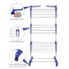 Clothes Drying Rack, Stainless Steel Oversized 4-Tier Collapsible Rolling Drying Rack Clothing Folding Laundry Drying Rack Stand Indoor/Outdoor with Side Wings and Casters Gray Blue view 3