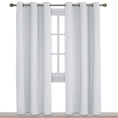 100% Room Darkening Thermal Insulated Blackout Grommet Curtains and Drapes (2 Panels, Greyish White, 42 Inch by 95 Inch)