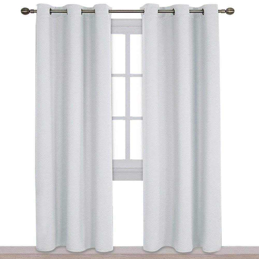 100% Room Darkening Thermal Insulated Blackout Grommet Curtains and Drapes (2 Panels, Greyish White, 42 Inch by 95 Inch)