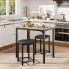 Giantex 3 Pcs Dining Table and Chairs Set with Faux Marble Tabletop 2 Chairs Contemporary Dining Table Set for Home or Hotel Dining Room, Kitchen or Bar (Beige & Black) view 2