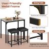 Giantex 3 Pcs Dining Table and Chairs Set with Faux Marble Tabletop 2 Chairs Contemporary Dining Table Set for Home or Hotel Dining Room, Kitchen or Bar (Beige & Black) view 3