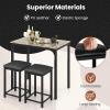Giantex 3 Pcs Dining Table and Chairs Set with Faux Marble Tabletop 2 Chairs Contemporary Dining Table Set for Home or Hotel Dining Room, Kitchen or Bar (Beige & Black) view 4