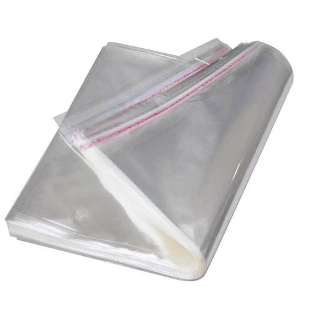 PM PACMATT 12 x 16 inches Transparent Polypropylene (PP) Rectangular Self-Seal Envelopes, Pack of 100 Pcs | Used for Saree, Shirts Packing