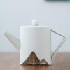 Afternoon teapotModern Minimalist Japanese Style Tea Pot Taiwan Black Pottery Loop-handled Teapot Ceramic-Static white2 view 1