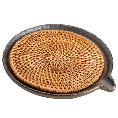 1pc Chinese Rattan Mat Ceramic Handmade Tea Accessories Tea Tray Kung Fu Tea Set