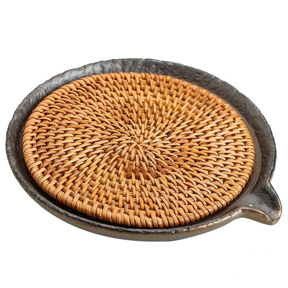 1pc Chinese Rattan Mat Ceramic Handmade Tea Accessories Tea Tray Kung Fu Tea Set