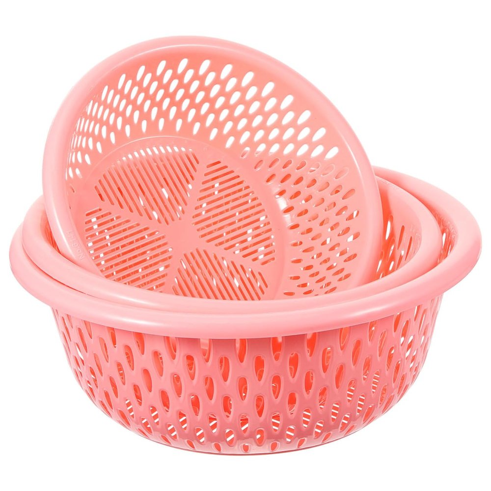 Hemoton 3-Piece Kitchen Sink Drain Basket Set Plastic Colanders for Washing Fruits and Vegetables with Hanging Holes 12X12X4.64 Inch