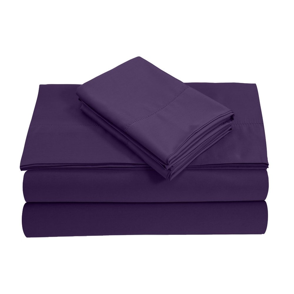 LuckShree Queen Size Giza Cotton Sheet Set - 16-Inch Deep Pockets 800-Thread Count - Plum