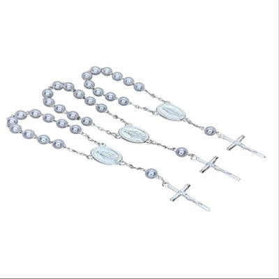 25 White Faux Pearls Silver Plated Mini Rosary for Baptism Favors, recuerdos de bautizo en Perla blanca, christening Favors white color silver plated, communion favors, wedding mini rosaries