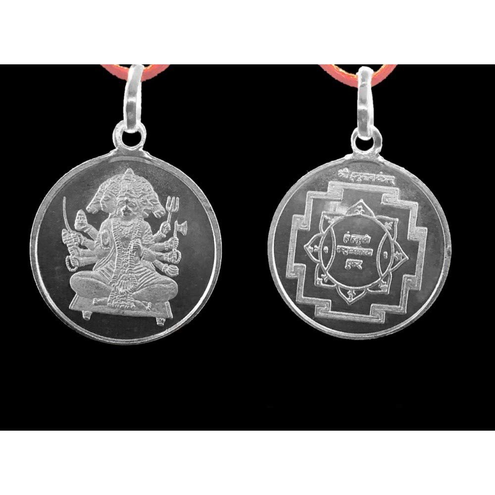 Panchmukhi Hanuman Yantra Pendant in Pure Silver 999 Blessed and Energised