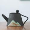 Afternoon teapotModern Minimalist Japanese Style Tea Pot Taiwan Black Pottery Loop-handled Teapot Ceramic-Static white4 view 3