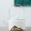 Afternoon teapotModern Minimalist Japanese Style Tea Pot Taiwan Black Pottery Loop-handled Teapot Ceramic-Static white4 view 4