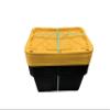 MonsterRAX 27 Gallon Storage Bins - Stackable, Lockable, Yellow Lids, Black Bin, 5-pack view 1