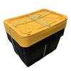 MonsterRAX 27 Gallon Storage Bins - Stackable, Lockable, Yellow Lids, Black Bin, 5-pack view 3