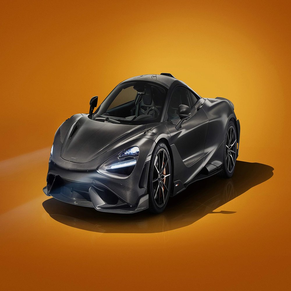 Iconic Arts Laminated 42x24 Poster: Black mclaren 765lt Visual Carbon Fibre 2020 4k 8k hd Cars HD