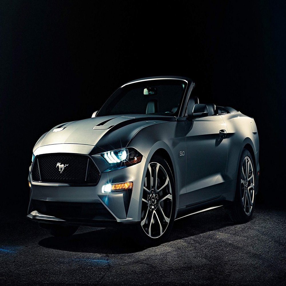 Iconic Arts Laminated 42x24 Poster: Ford Mustang Convertible 2018 4k HD