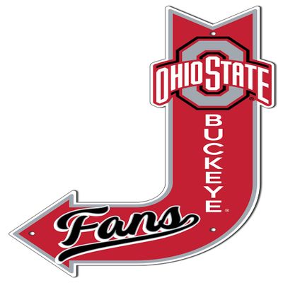 Hangtime Ohio State Garage J Sign, Vintage Metal Collegiata Wall Art Decor, 11.5 in. x 17.5 in, Fan gear