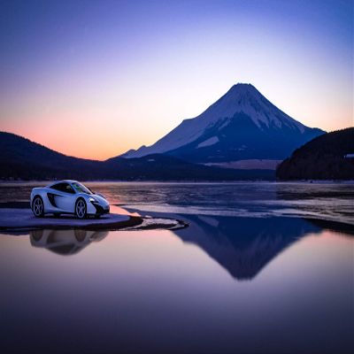 Iconic Arts Laminated 42x24 Poster: mclaren at Mount Fuji HD