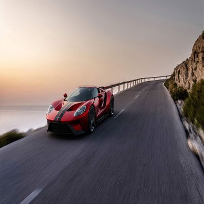 Iconic Arts Laminated 42x24 Poster: Ford gt red 4k hd HD