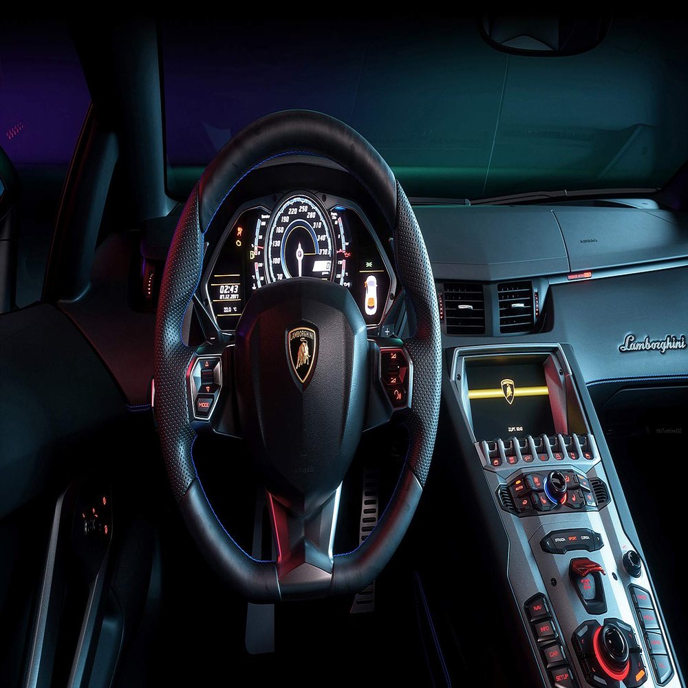 Iconic Arts Laminated 42x24 Poster: Lamborghini Aventador Interior CGI HDlamborghini Aventador j widelamborghini Aventador j CGI 4k HD