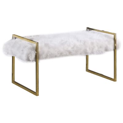 Best Master Furniture JJ023 Fur Bench, White