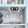 ACXZ Hanging Wine Rack and Wine Glass Holder Under Cabinet, No Drilling, White Iron Stemware Holder, Storage Basket and 2-Side Hanging Rails (37.526.512cm/54.526.516cm) view 2
