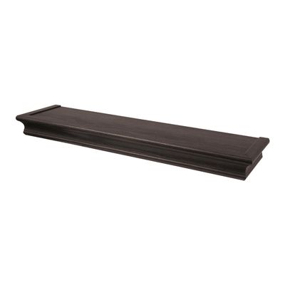 HIGH & MIGHTY 515662 Decorative 24" Floating Shelf Holds up to 20lbs, Easy Tool-Free Dry Wall Installation, Beveled, eCommerce Packaging, Espresso
