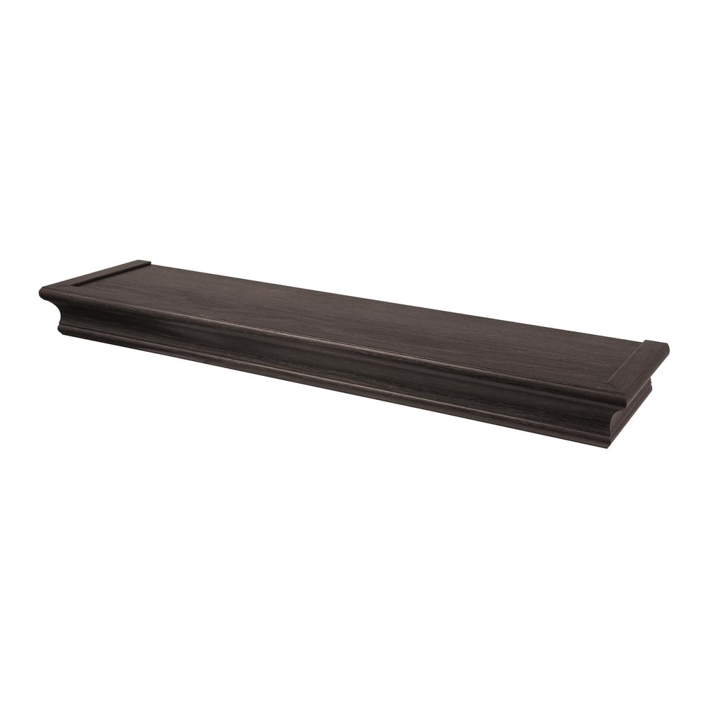 HIGH & MIGHTY 515662 Decorative 24" Floating Shelf Holds up to 20lbs, Easy Tool-Free Dry Wall Installation, Beveled, eCommerce Packaging, Espresso